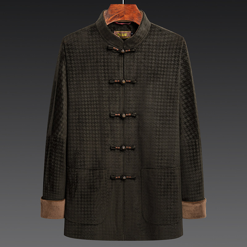 百福龙中式男装连袖秋冬外套 高档千鸟格植唐装上衣 爸爸生日唐装,男装,唐装,淘宝优惠券,粉丝福利购,淘宝优惠卷