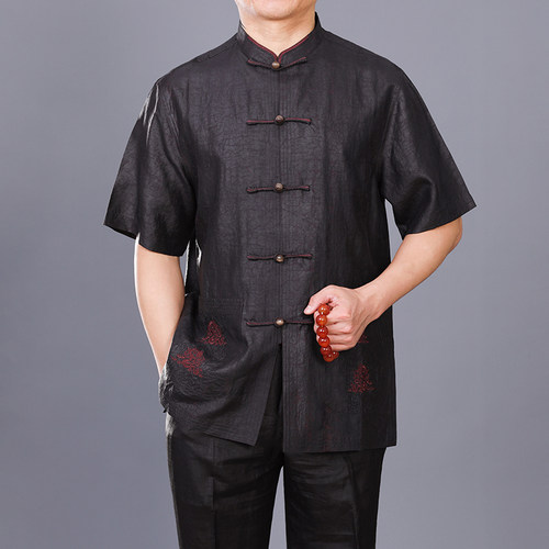 百福龙香云纱唐装夏装