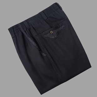 唐装 男裤 松紧腰加裤 高档天丝加肥加大中式 袢两用休闲裤 百福龙男士