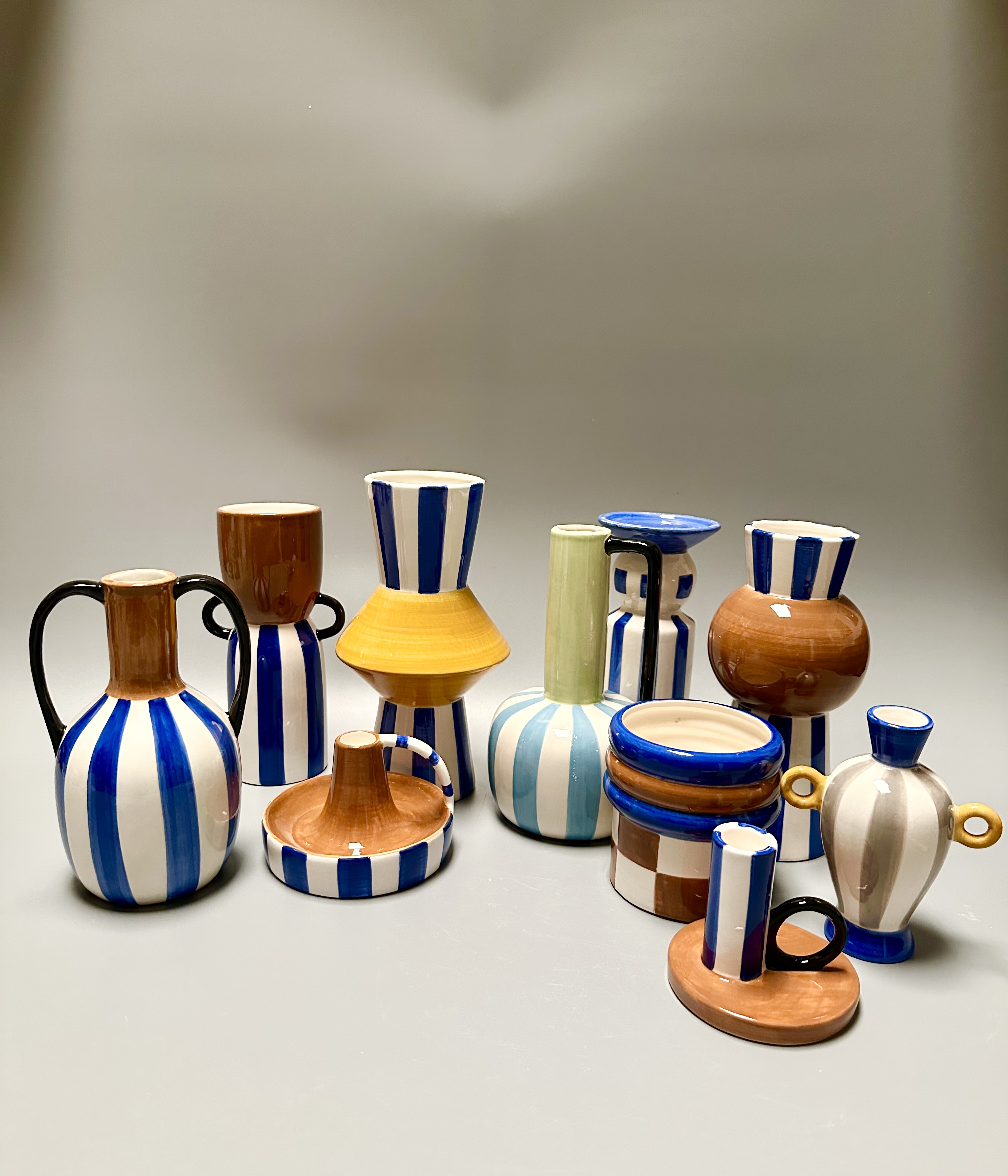 出口贸易多巴胺系列 创意设计师款手工陶瓷花瓶 烛台 笔筒 置物桶