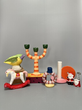 外贸孤品 可爱风手工陶瓷烛台 调料罐 店铺样板房会所装饰摆件