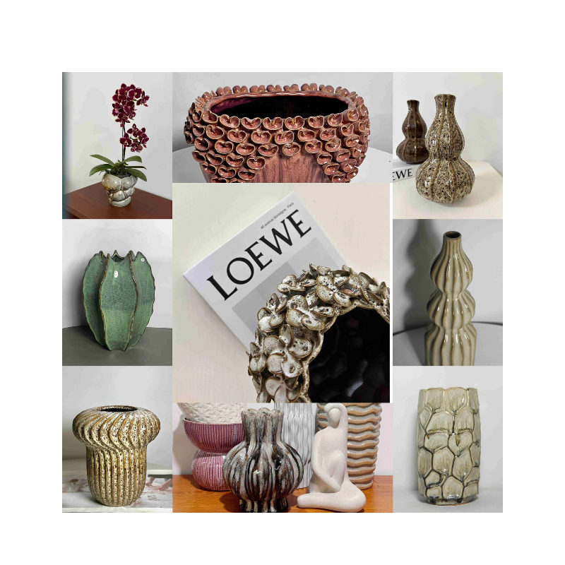 美式复古窑变贴片花瓶花盆样板房民宿装饰摆件花器