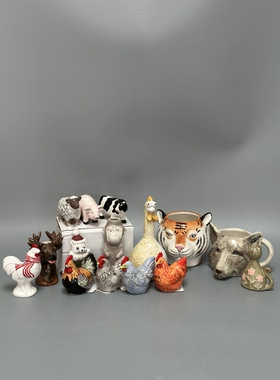 外贸孤品 动物系列陶瓷装饰摆件 置物盘桶店铺家居样板房另类装饰