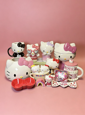 外贸孤品 三丽鸥Kitty陶瓷花盆 置物罐 存钱罐 店铺会所装饰摆件