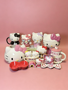 外贸孤品 三丽鸥Kitty陶瓷花盆 置物罐 存钱罐 店铺会所装饰摆件