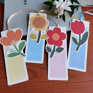 教师节礼物烘焙花店祝福空白书签卡片可爱小花花吊牌卡片许愿卡片