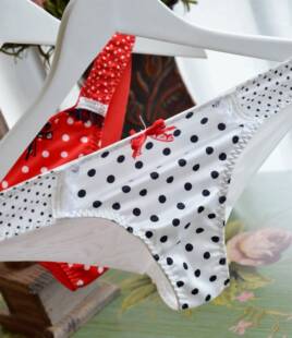 永恒 白 波点丝光丁字 无痕三角内裤 SMLXLXXL J0713 底裤 红