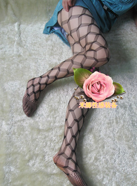 欧美ELETRIC 五线纤瘦大网袜 女王款连裤袜吊带连身袜大码女