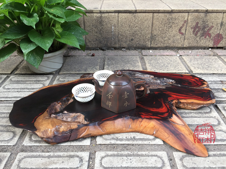 茶盘老挝大红酸枝木日式木托盘随型板料干泡台红木随型根雕料块料