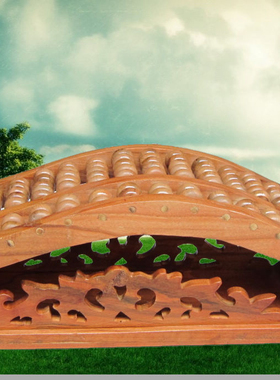 花开富贵算盘如意风水摆件桃木质