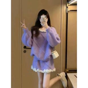 深冬穿搭一整套针织上衣半身裙两件套 女2026新款 韩系时尚 毛衣套装