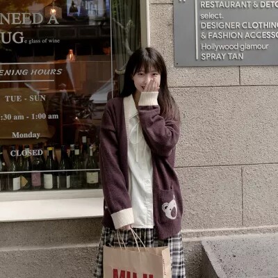 日系新款毛衣女外套宽松森女系软妹学院风jk可爱小熊针织开衫外搭