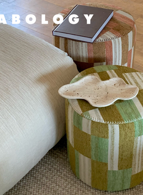 LABOLOGY新品｜Gooeymead格纹布艺客厅沙发凳 多功能墩子 床头桌