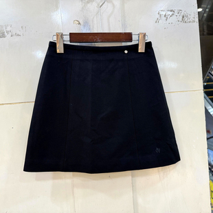 6152 Beauty 贝壳扣高腰气质百搭显瘦防走光黑色半身裙A字短裙秋