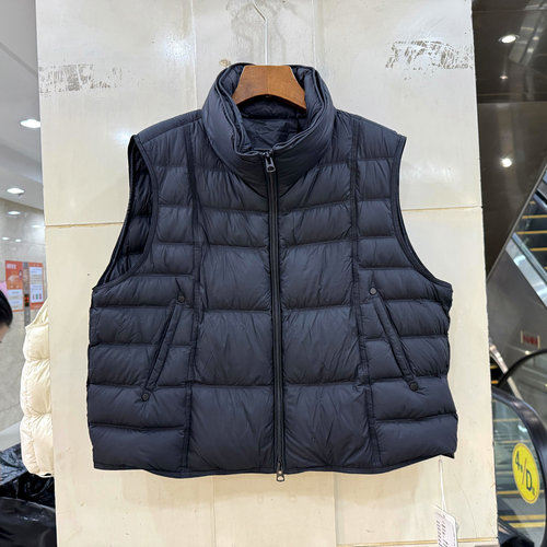 E6158 欧货冬装2026款双拉链立领云朵泡芙时尚鹅绒羽绒服马甲外套