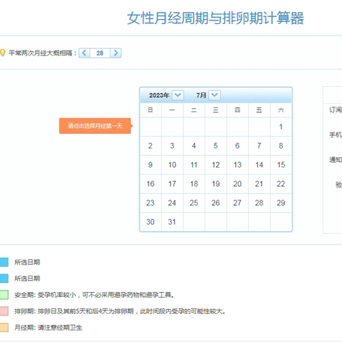 女性安全期月经周期计算器