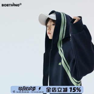 童装 针织外套休闲连帽衫 潮 卫衣运动上衣男童春秋款 儿童绿织带开衫