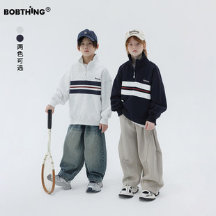 男童秋装半拉链运动风立领卫衣2025新款儿童套头衫童装针织外套潮