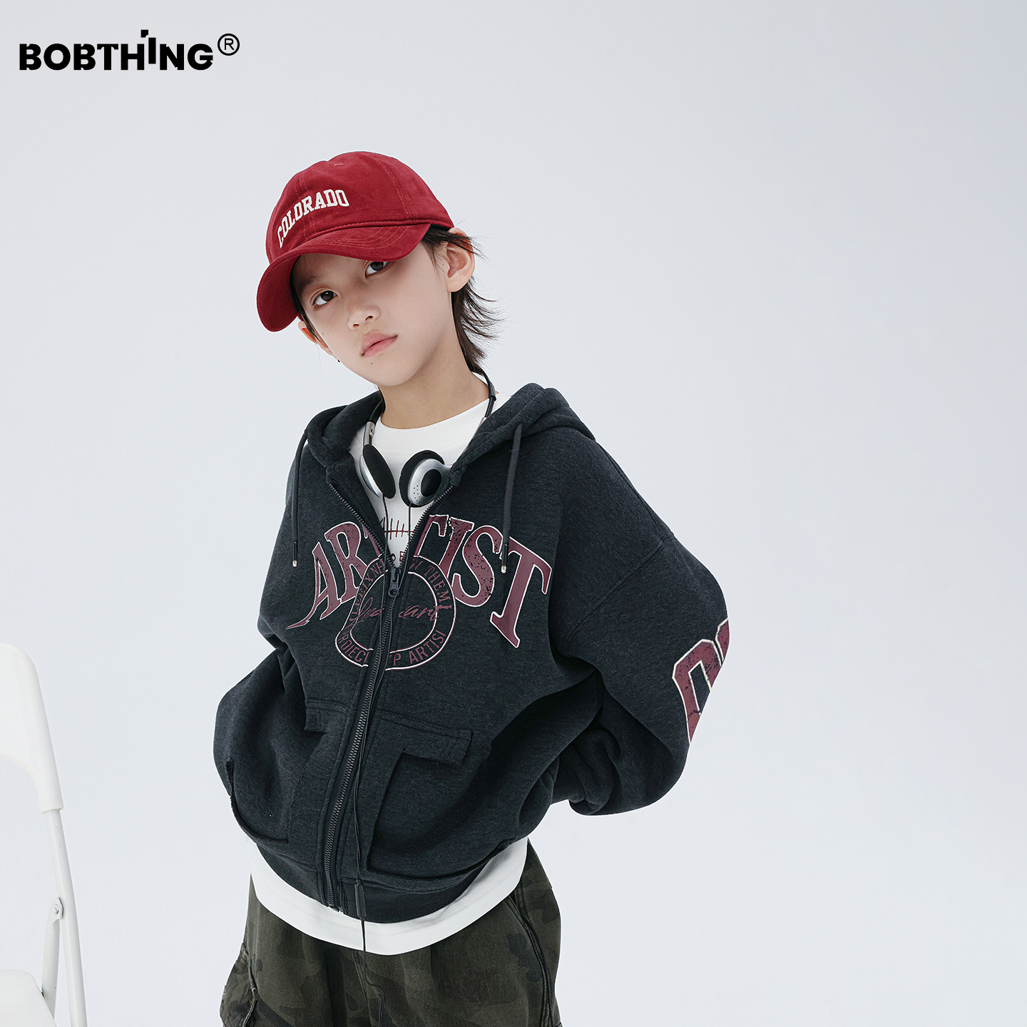 男童一体绒连帽卫衣开衫加厚外套