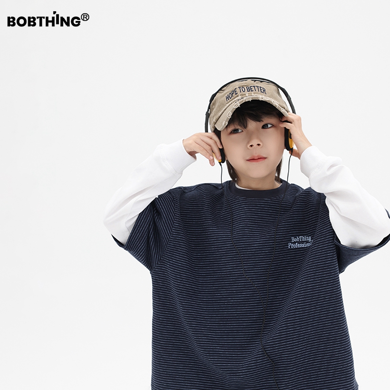 男童春夏细条纹加厚短袖T恤半袖