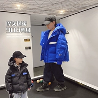 Детский зимний пуховик для мальчиков, бархатная удерживающая тепло куртка, в западном стиле, свободный крой, коллекция 2021, утиный пух