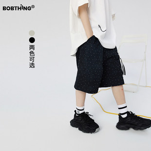 儿童亮闪闪烫钻卫裤五分裤子男童高级感运动短裤中大童装针织中裤