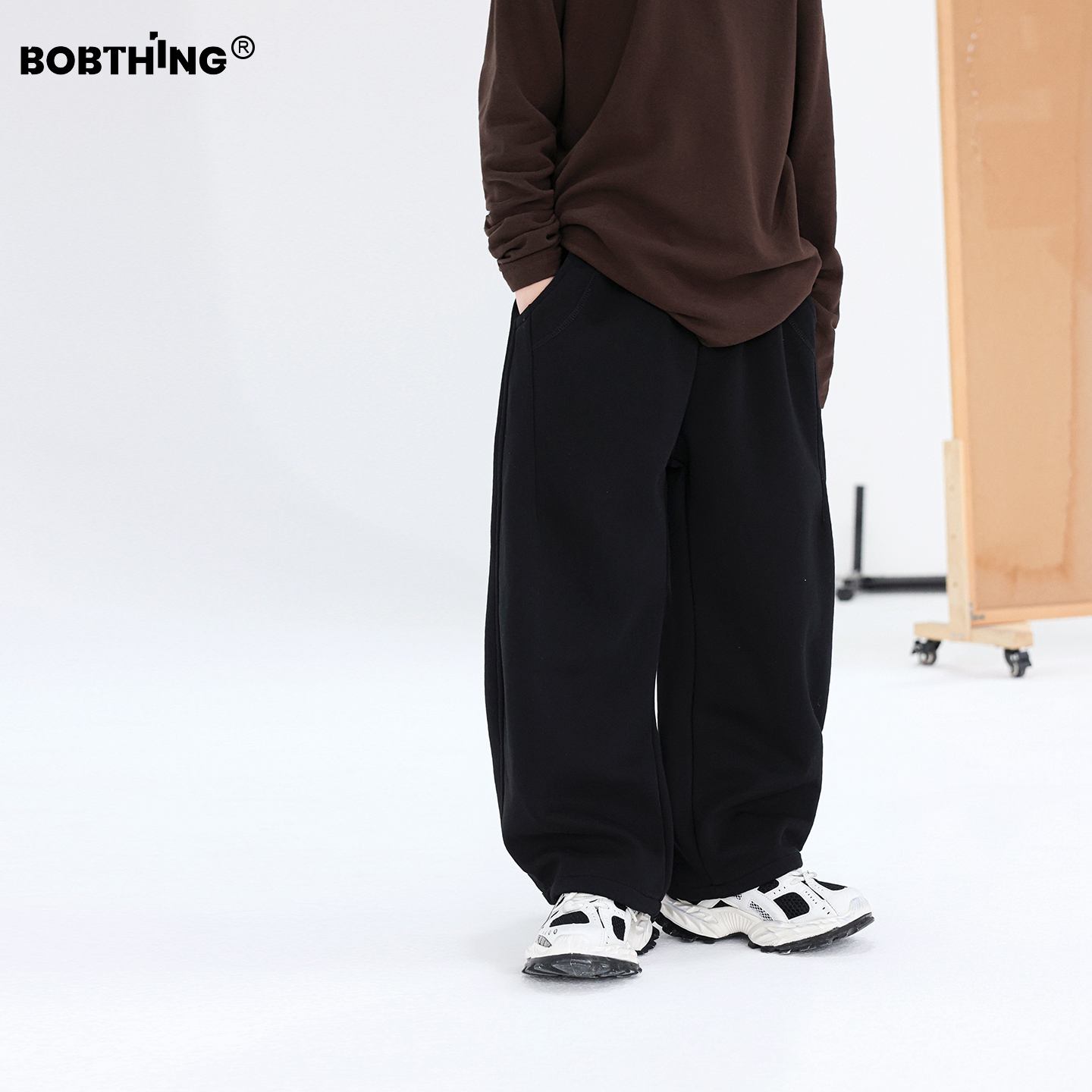 儿童一体绒直筒卫裤男童厚运动裤