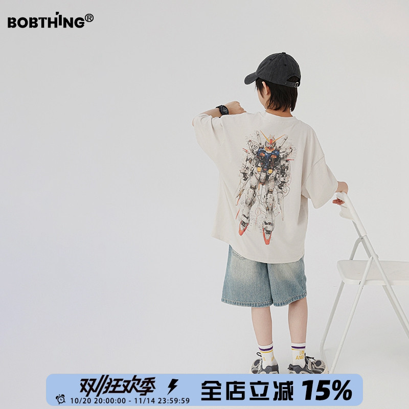 男童夏装卡通t恤机器人印花短袖2025新款儿童半袖男孩体恤潮童装