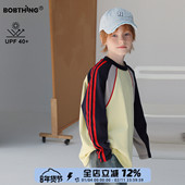 儿童插肩体恤运动上衣潮童装 男童春秋撞色拼侧红条T恤长袖 打底衫