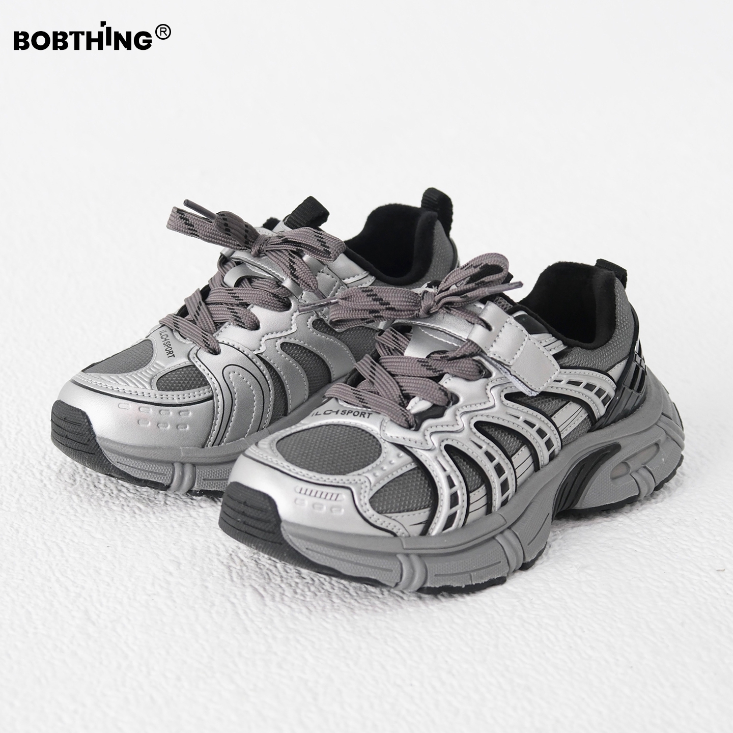 儿童二棉运动鞋男童加绒老爹跑鞋