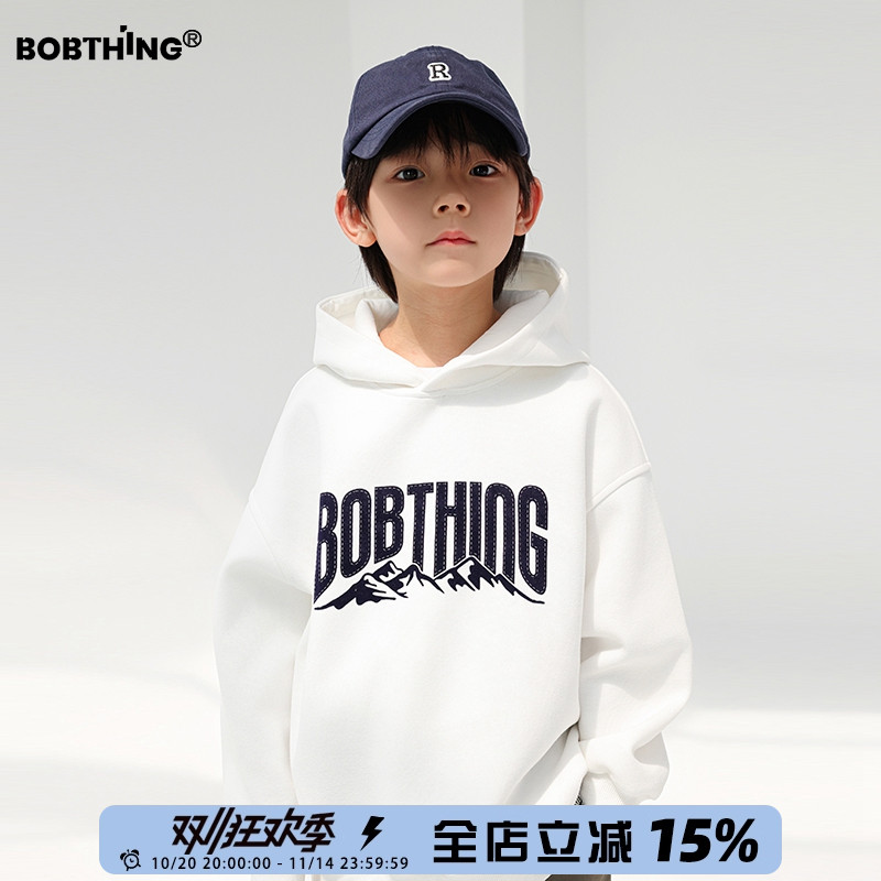 儿童连帽白卫衣男童春秋帽衫外套