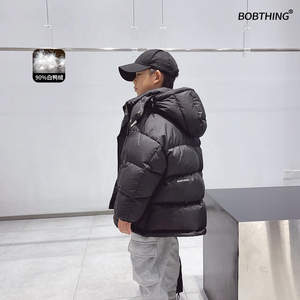 儿童装宽松羽绒服连帽可拆男童冬季新款白鸭绒保暖外套加厚面包服