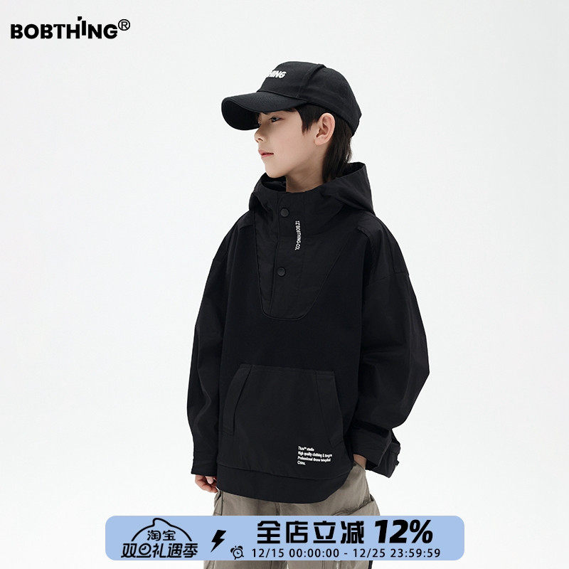 男童套头冲锋衣春秋季连帽外套潮
