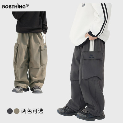 男童冬季一体绒工装裤加厚休闲裤