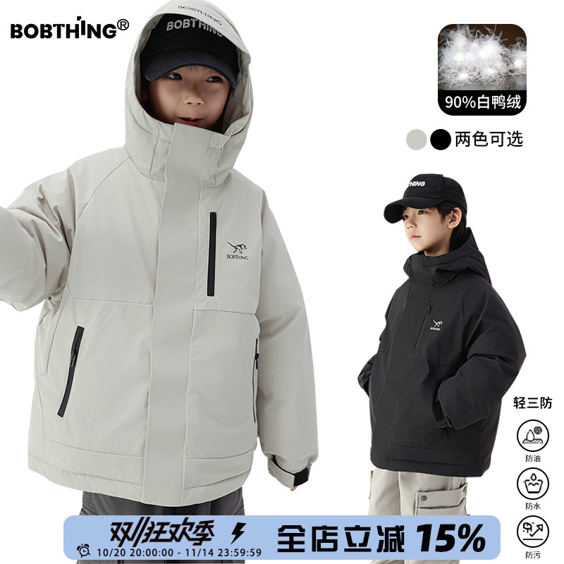 男童连帽羽绒服90白鸭绒冲锋衣潮