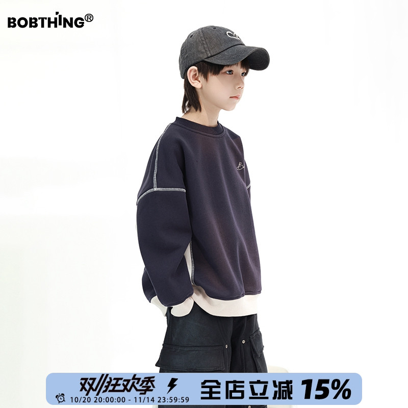 男童一体绒圆领卫衣加厚打底衫潮