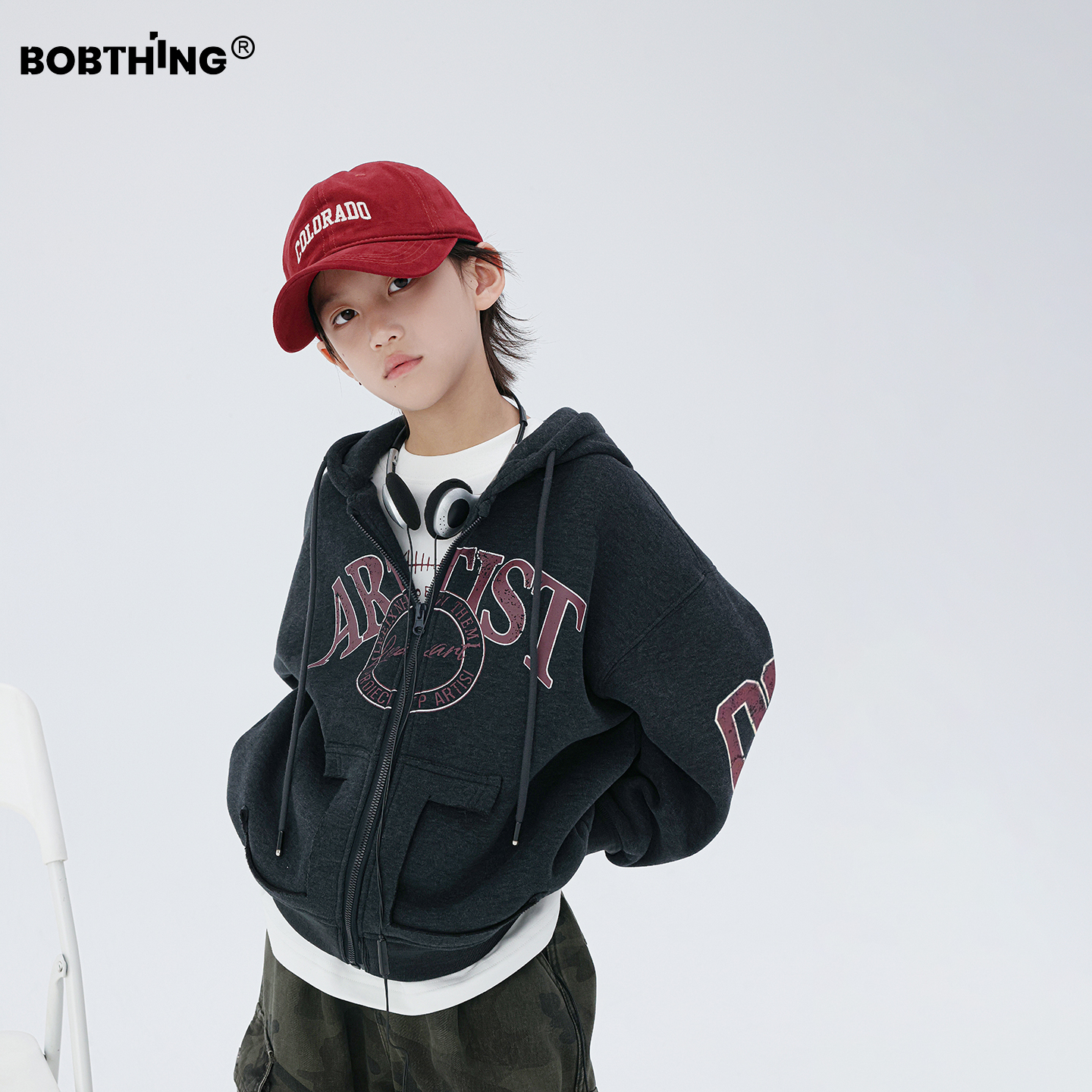 男童一体绒连帽卫衣开衫加厚外套