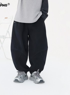 男童冬季百搭一体绒休闲裤黑色裤子儿童加绒加厚布裤童装长裤直筒