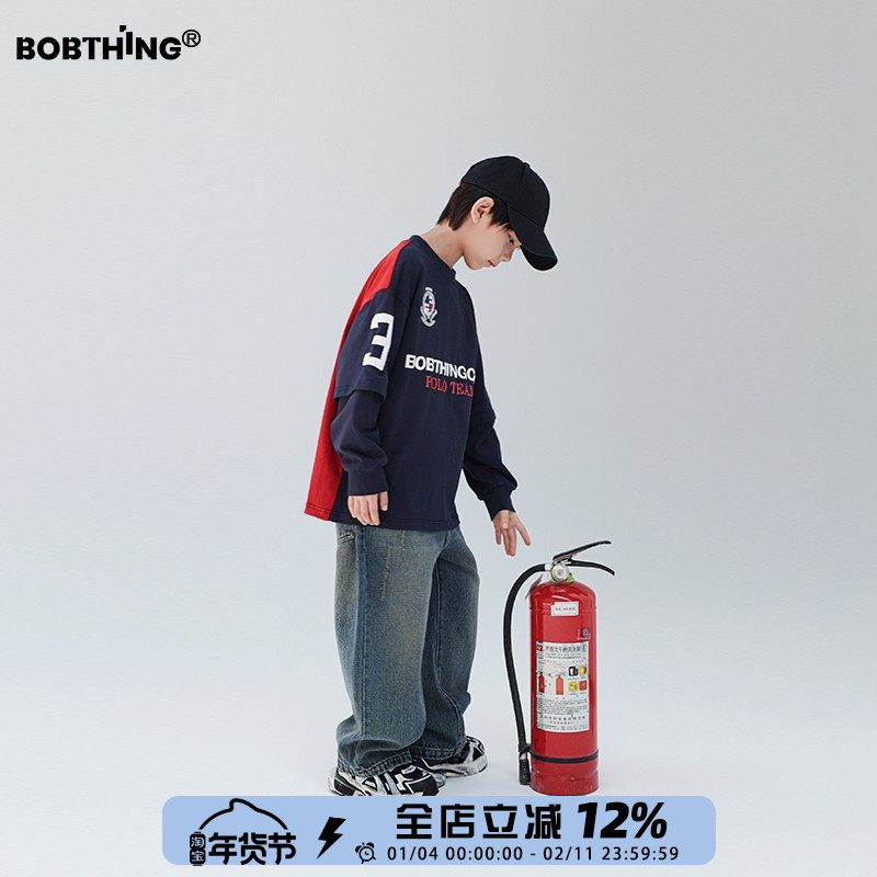 男童秋装撞色拼接假两件长袖T恤儿童运动风套头上衣潮童装打底衫,童装/婴儿装/亲子装,T恤,淘宝优惠券,粉丝福利购,淘宝优惠卷