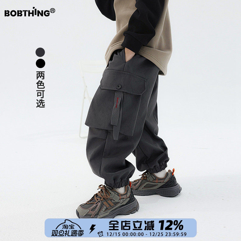 男童一体绒工装裤加厚休闲裤宽松