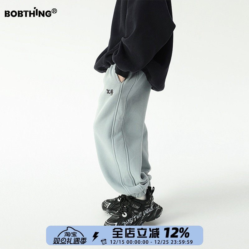 男童一体绒运动裤宽松加厚卫裤潮