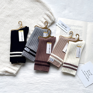 day school 羊毛袜子女秋冬加厚保暖二杠长袜百搭学院风 After