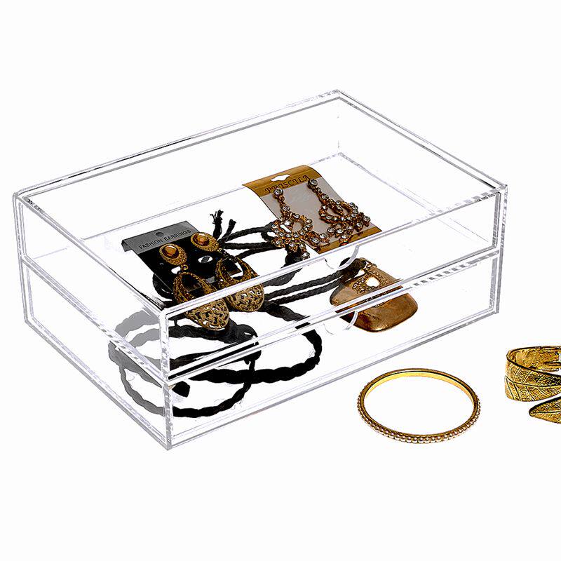 亚克力2层透明化妆品彩妆口红首饰整理抽屉盒杂物收纳盒定做