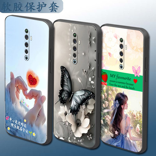 适用于OPPORENO2Z手机壳PCKM80防摔套情侣魔方直边个性卡通保护套硅胶磨砂套全包镜头软壳手机套网红时尚防摔