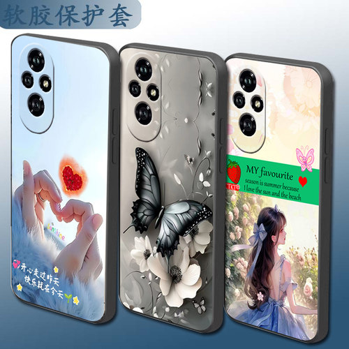 适用于荣耀200手机壳ELI-AN00全包镜头eli-an0o硅胶防摔套网红卡通软壳保护套情侣直边手机套磨砂套个性时尚