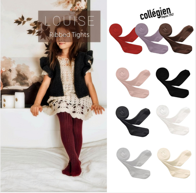 现货法国collegien女童经典基础坑条连裤袜宝宝打底袜百搭连裤袜