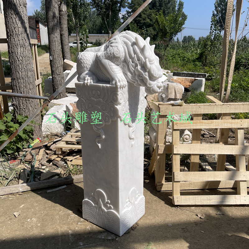 天然汉白玉石雕吸水兽吸金兽家用酒店茶庄摆件整块石头雕刻包邮