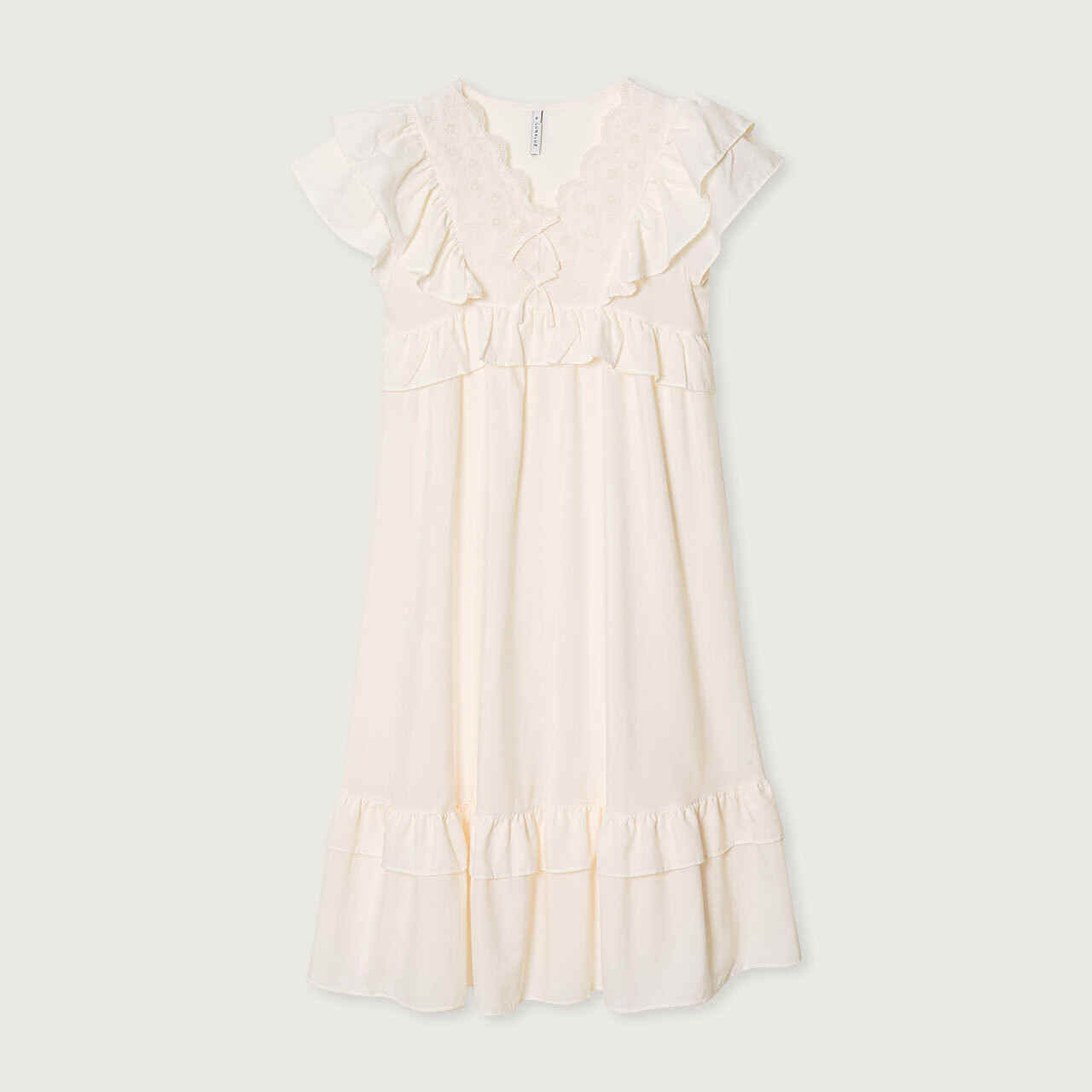 韩国进口lunaluz正品 夏季蕾丝V领仙女丝滑女短袖睡衣/睡裙家居服