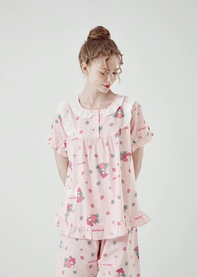 韩国进口my melody正品夏季纯棉卡通小兔短袖女士睡衣/家居服套装