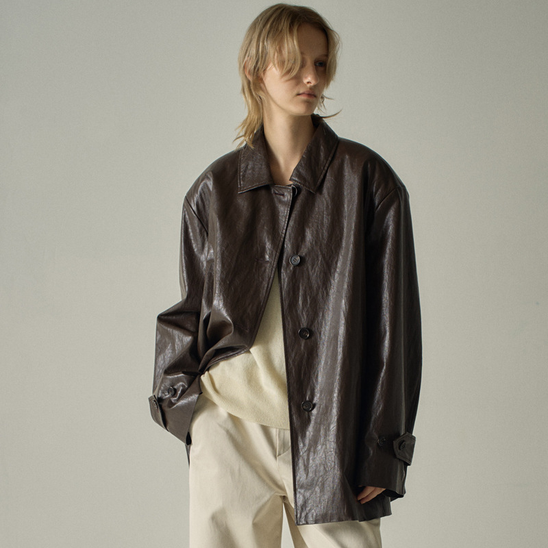 FACADE皮衣高级感休闲皮西装外套